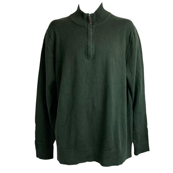 Eddie Bauer Cotton Cashmere 1/4 Zip Sweater Olive Green Size Large Made in USA - Picture 1 of 5